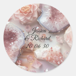 Adesivo Redondo Rose Quartz Romance Wedding Personalized Sticker