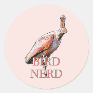 Adesivo Redondo Roseate Spoonbill Nerd