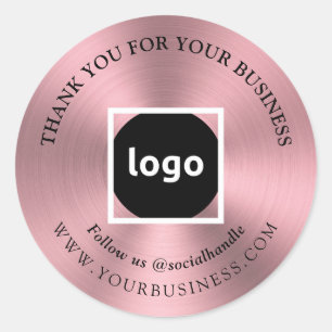 Adesivo Redondo Rosegold Obrigado! Autocolantes de LOGOTIPOS C
