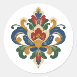 Adesivo Redondo Rosemaling Norueguesa