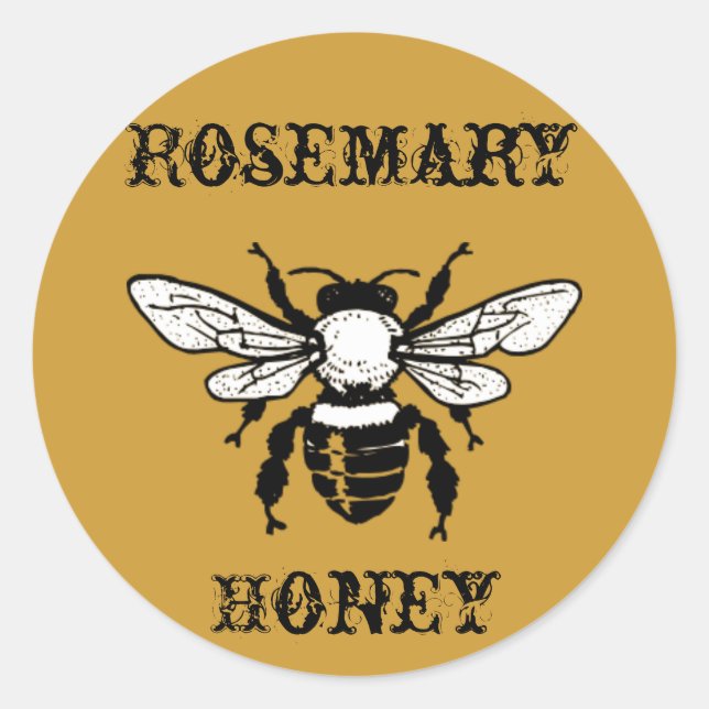 Adesivo Redondo Rosemary Honey Bee Sticker (Frente)