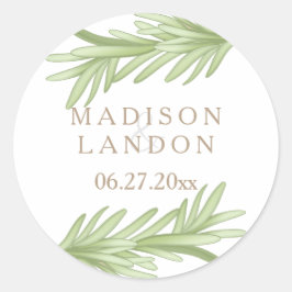 Adesivo Redondo Rosemary Sprigs Herbal WedNames