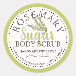 Adesivo Redondo Rosemary Sugar Scrub Personalizado