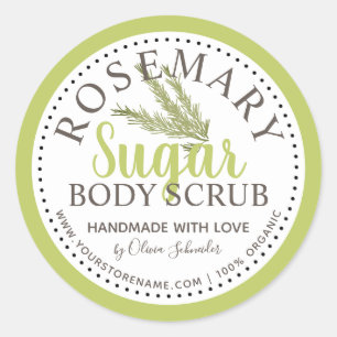 Adesivo Redondo Rosemary Sugar Scrub Personalizado