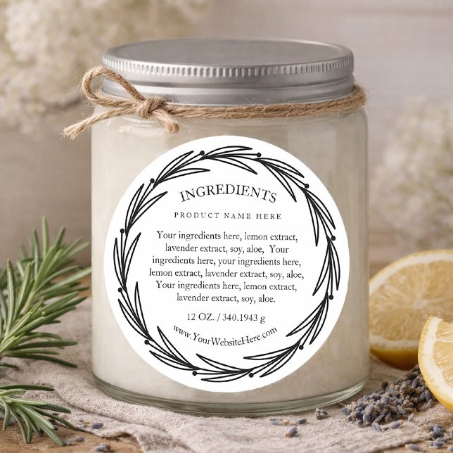 Adesivo Redondo Rosemary Wreath Ingredients Product Label Stickers (Rosemary Wreath Ingredients Product Label Stickers)