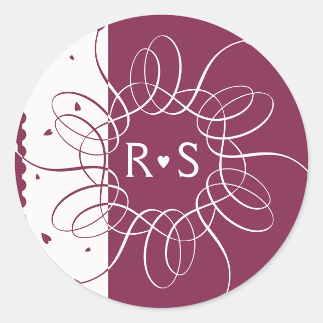 Adesivo Redondo Rosette Romântico Burgundy (Frente)