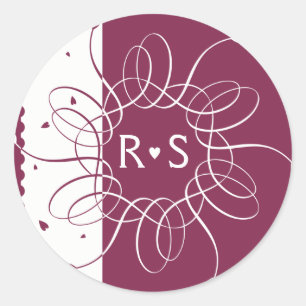 Adesivo Redondo Rosette romântico de Borgonha