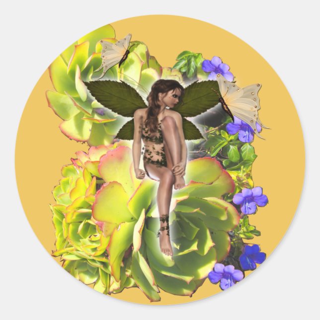 Adesivo Redondo Rosette Suculentos Visitantes Melamine Plate (Frente)