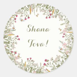 Adesivo Redondo Rosh Hashana Floral Stickers