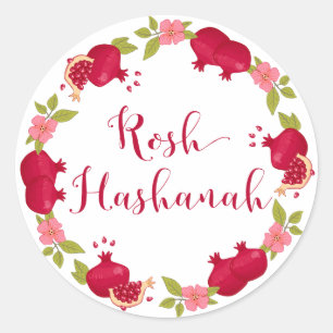 Adesivo Redondo Rosh Hashanah Ano Novo Pomegranato