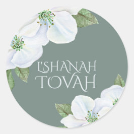 Adesivo Redondo Rosh Hashanah Apple Blossom L'shanah Tovah