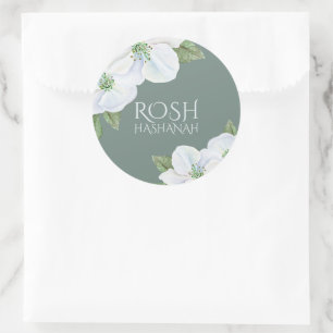 Adesivo Redondo Rosh Hashanah Apple floresce ano novo