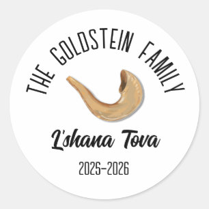 Adesivo Redondo Rosh Hashanah Jewish Ano Novo Nome Personalizado