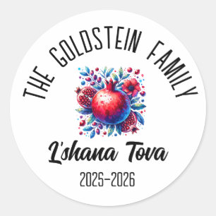 Adesivo Redondo Rosh Hashanah Judeu Ano Novo Nome Personalizado Ho