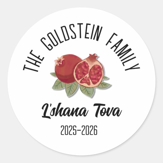 Adesivo Redondo Rosh Hashanah Judeu Ano Novo Nome Personalizado Ho (Frente)