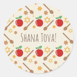 Adesivo Redondo Rosh Hashanah Pattern Sticker