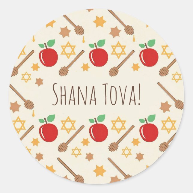 Adesivo Redondo Rosh Hashanah Pattern Sticker (Frente)