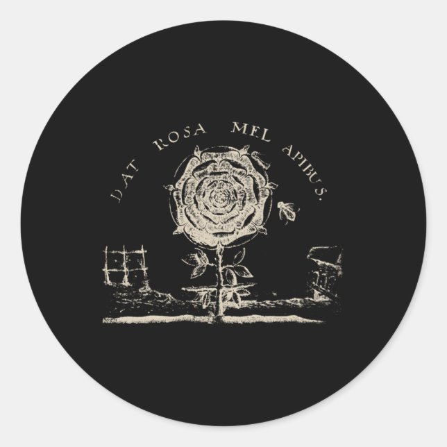 Adesivo Redondo Rosicrucian Emblem Dat Rosa Mel Apibus Hermética (Frente)