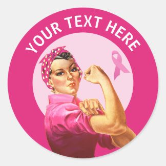 Adesivo Redondo Rosie Personalizada, o rosa-Cancer do ribeiro