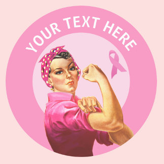 Adesivo Redondo Rosie Personalizada, o rosa-Cancer do ribeiro