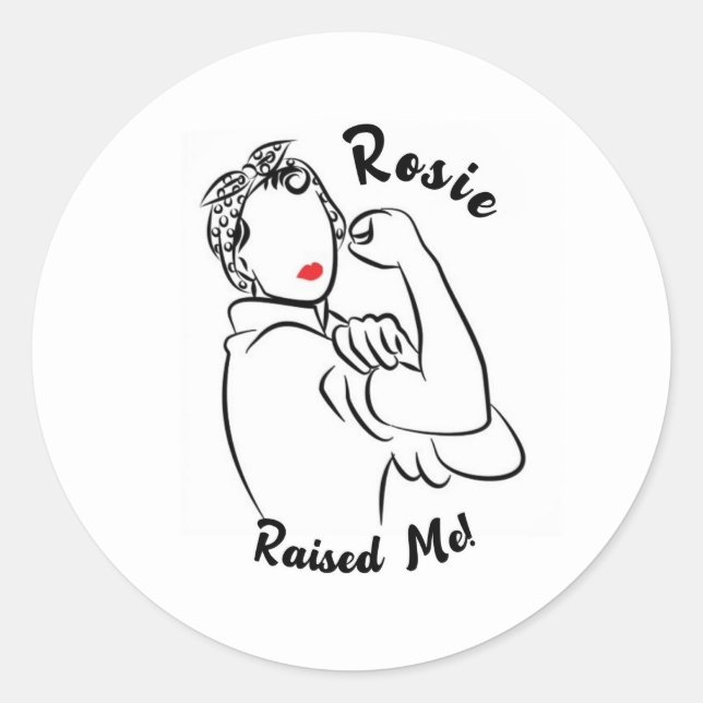 Adesivo Redondo Rosie Raised Decade - Impressão de tela (Frente)