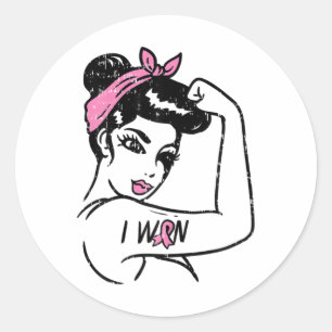 Adesivo Redondo Rosie Riveter Eu Ganhei Conhecimento Sobrevivência