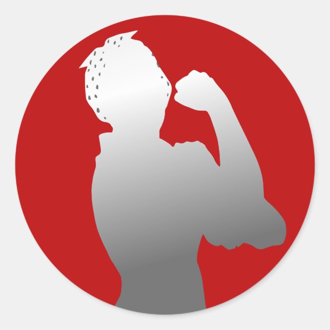 Adesivo Redondo Rosie Riveter Scarlet/Cinza (Frente)