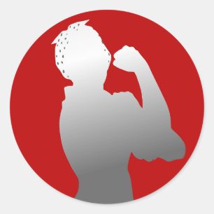 Adesivo Redondo Rosie Riveter Scarlet/Cinza