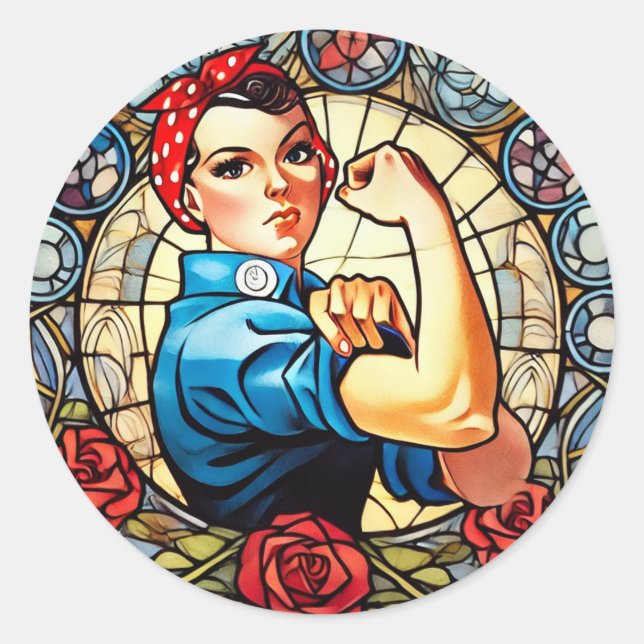 Adesivo Redondo Rosie the Riveter (Frente)