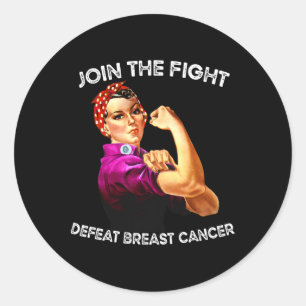 Adesivo Redondo Rosie The Riveter Derrotar A Consciência Do Cancer