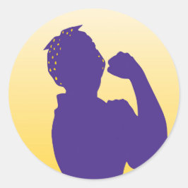 Adesivo Redondo Rosie the Riveter em Roxo e Dourado