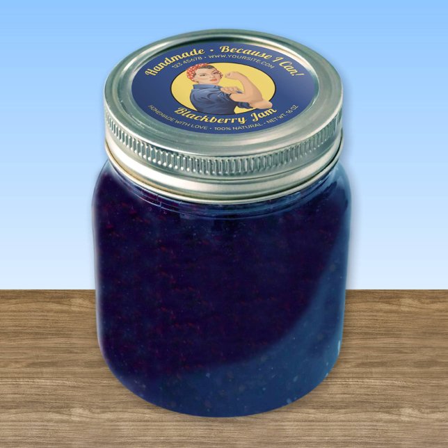 Adesivo Redondo Rosie the Riveter Jar Lid Label (Criador carregado)