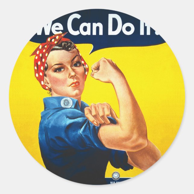 Adesivo Redondo Rosie the Riveter - "Nós podemos fazer isso!" (Frente)