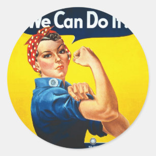 Adesivo Redondo Rosie the Riveter - "Nós podemos fazer isso!"