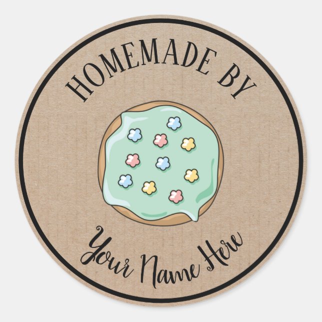 Adesivo Redondo Rosquinha Cookie Cake Homemade Por Artesanato Vint (Frente)