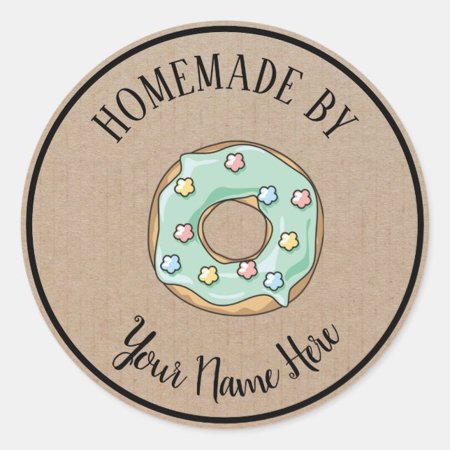 Adesivo Redondo Rosquinha Cookie Cake Homemade Por Artesanato Vint (Frente)