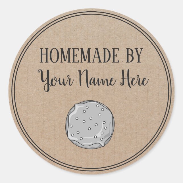 Adesivo Redondo Rosquinha Cookie Cake Homemade Por Artesanato Vint (Frente)