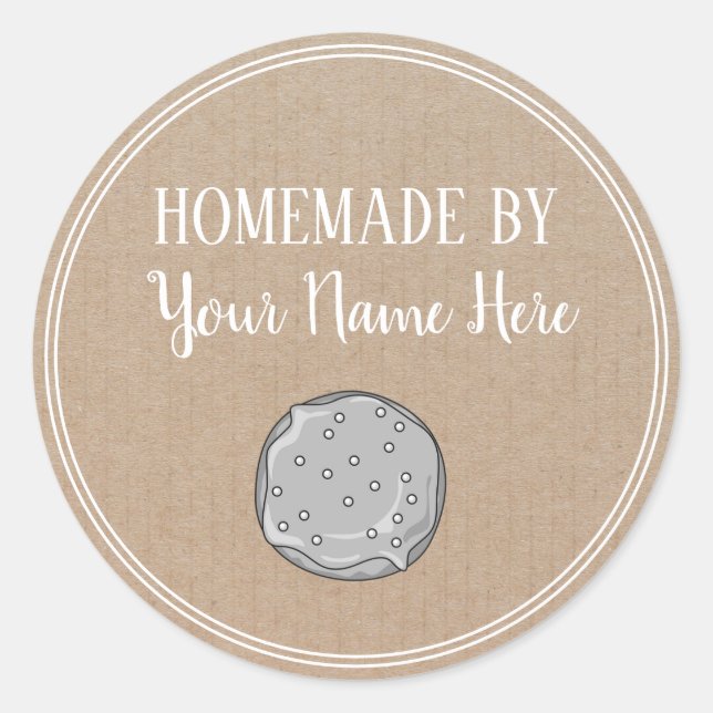 Adesivo Redondo Rosquinha Cookie Cake Homemade Por Artesanato Vint (Frente)