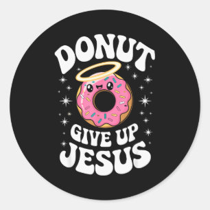 Adesivo Redondo Rosquinha Cristã Engraçada Fofa Fé Humor Retro Jes