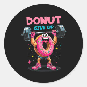 Adesivo Redondo Rosquinha de Fisiculturista Não Desista Humor Trei
