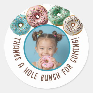 Adesivo Redondo Rosquinha de Fotografia Personalizada Obrigados de