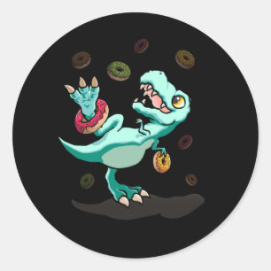 Adesivo Redondo Rosquinha Dinossauro Dino Doughnut Halloween Kids
