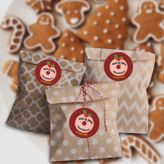 Adesivo Redondo Rosquinha Engraçada Natal Wreath Personalize (Criador carregado)