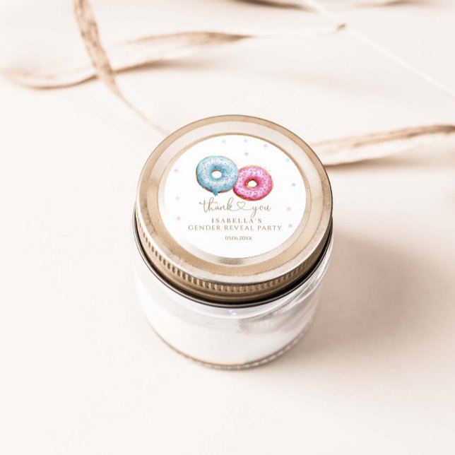 Adesivo Redondo Rosquinha Gênero Revela Festa De Menino Ou Raparig (Criador carregado)