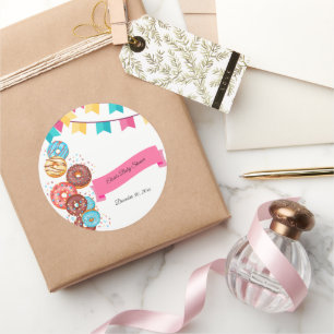 Adesivo Redondo Rosquinha moderna Chá de fraldas de aspersores de 