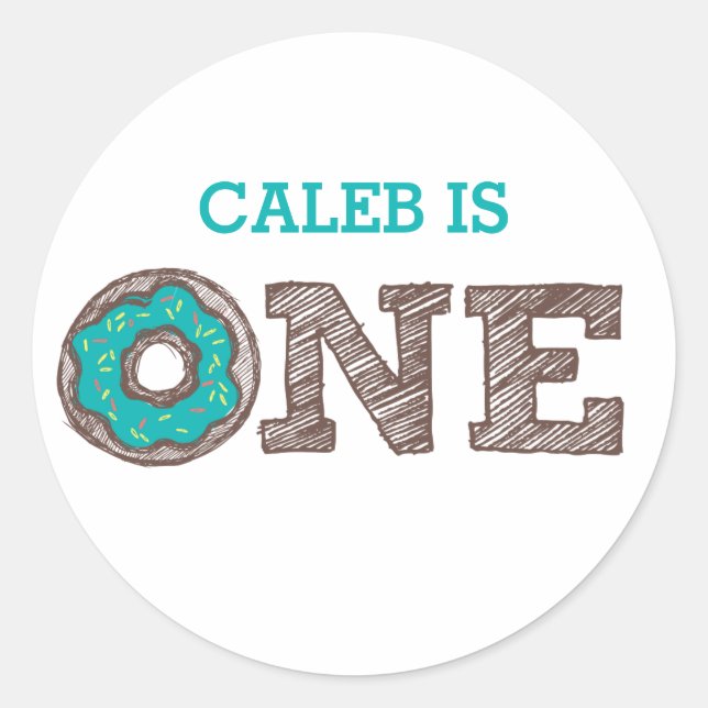 Adesivo Redondo Rosquinha Primeiro Vinheta de Aniversário (Frente)