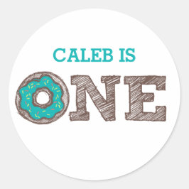 Adesivo Redondo Rosquinha Primeiro Vinheta de Aniversário