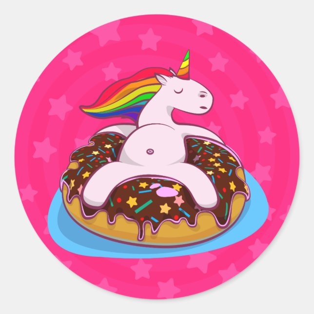 Adesivo Redondo Rosquinha Rainbow Unicorn (Frente)