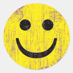 ADESIVO REDONDO ROSTO AMARELO - DISTRESSE E VELHICE