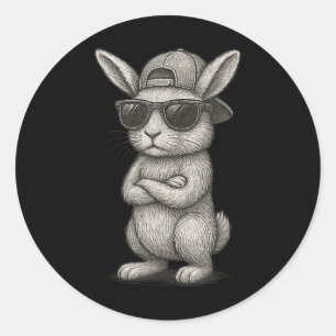 Adesivo Redondo Rosto Coelho Com Pulmões Arte Do Dia Da Páscoa Par